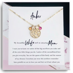 Colar para minha esposa com cartão de mensagem - presente de Natal da esposa do marido - presente de aniversário personalizado para a esposa - presente de aniversário para ela