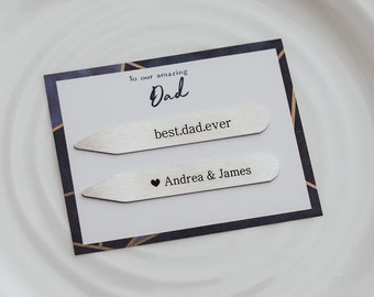 Personalized Collar Stays - Gifts for Him - Dad gift from kids - Anniversary Gift for Men - Birthday Gifts - Fathers day gifts - Daddy Gift