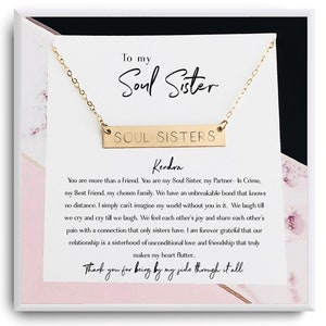 Soul Sister Necklace - Soul Sister Gif - Mothers Day gift for best friend personalized - Unbiological Sister Gift - BFF Long Distance