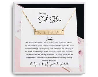 Naszyjnik Soul Sister - Soul Sister Gif - Prezent na Dzień Matki dla najlepszej przyjaciółki spersonalizowany - Niebiologiczny prezent dla siostry - BFF na odległość