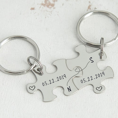 Personalized Puzzle Piece Keychain Set Cute Gift Idea for Etsy