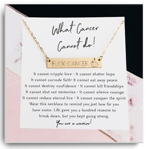 Colar sobrevivente do câncer de mama Presente - Presente para câncer de mama após quimio mastectomia - Foda-se o câncer - Amigo com câncer - Presentes de recuperação