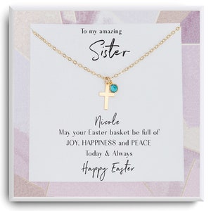 Easter Gift for sister  - Religious Gift for her - Easter Cross Necklace - Personalized Eater Gifts - Grandma Easter Gift - Gift from sister