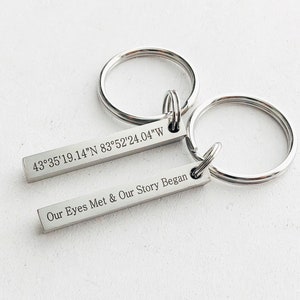 Valentines day Gift for Boyfriend/ Husband Gift from Wife / Anniversary Gift for him / Coordinates Keychain