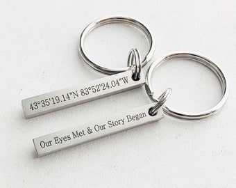 Valentines day Gift for Boyfriend/ Husband Gift from Wife / Anniversary Gift for him / Coordinates Keychain