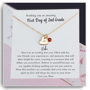 First Day of 2nd Grade Gift Necklace - Back to School Gift for girl - Hello second grade - Personalized girls Present