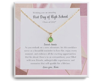 First Day of High School Gift Ketting - Cadeau voor dochter, peetdochter, nichtje - Back to School cadeau - Klasse van 2027 - 9e klas cadeau