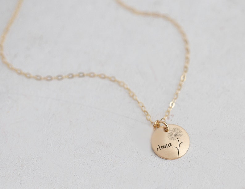 Birth Month Mom Necklace Rose April Birth flower Daisy Flower necklace Silver Mothers Gift Gold Personalized Birth Flower Necklace