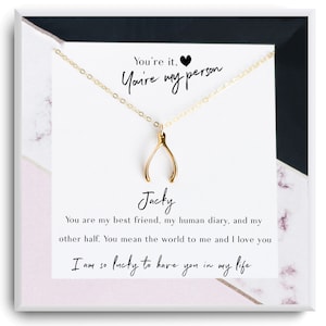 Wishbone Pendant Necklace - Best Friend Gifts -  Graduation Gift -  Personalized gift For Women - Long Distance Friendship - Mother&#39;s day