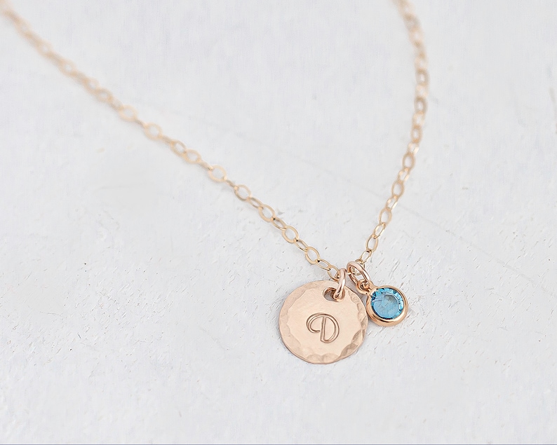 Personalized 10th birthday jewelry — dainty gold initial necklace with birthstone for tween girls.