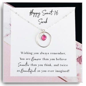 Süße 16 Geschenk - 16. Geburtstag Geschenk Mädchen Halskette, Süße 16 Halskette - Süßer sechzehn Schmuck - Geburtsstein Halskette - Geschenk für Enkelin