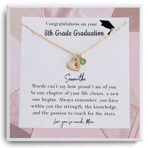 8th Grade Graduation Gift Necklace - 2023 Junior High Middle School Graduation Gifts -  End of School year - daughter, granddaughter gift