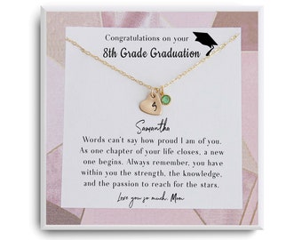 8th Grade Graduation Gift Necklace - 2023 Junior High Middle School Graduation Gifts -  End of School year - daughter, granddaughter gift