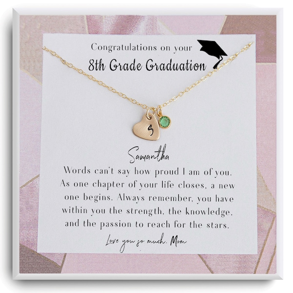 8th Grade Graduation Gift Necklace - 2023 Junior High Middle School Graduation Gifts -  End of School year - daughter, granddaughter gift