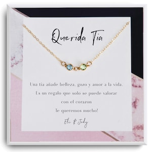 Colar de presente Tia - Idéias para presentes Tia - Joyería Para Tía - Presente de tia espanhola - Cumpleaños, Regalo para Tia Aniversário - Presente de dia das mães para tia