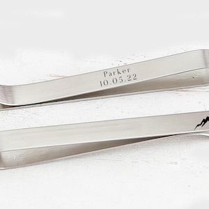 Gift for Him - Mountain Tie Bar - Groomsmen Tie Bar - Graduation Gift - Great Outdoors  - Gift for Groomsmen - Personalized Silver Tie Clip