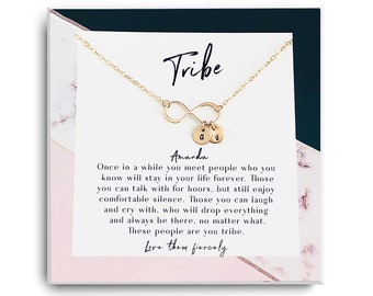Best friends Gifts - Tribe friendship necklace - Personalized eternity charm - Friends Forever - Soul Sister Gift Necklace - Silver, Gold