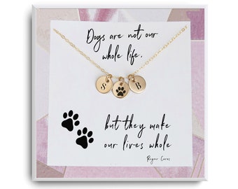 Dog Mom Gifts Personalized - Dog Mom Gifts - Initial Puppy Paw Print Necklace- Pet Dog Lovers Gifts for Dog Mom - Personalized Pet Gift