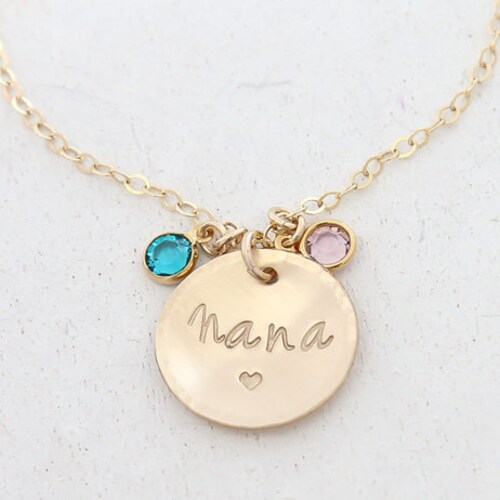 Birthstone Necklace for Grandma Nana 