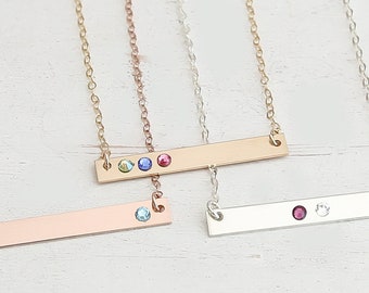 Birthstone Bar Necklace - Etsy