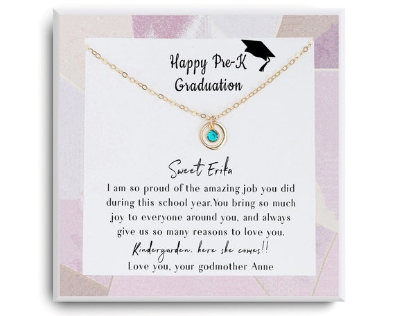 Pre K Graduation gift necklace - Personalized Little Girl's Graduation gift - Class of 2023 - End of school year gift for kid - Gift for her