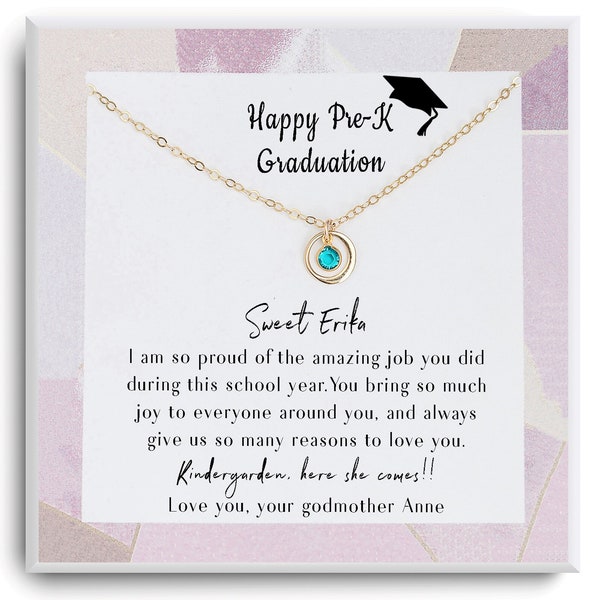 Pre K Graduation gift necklace - Personalized Little Girl's Graduation gift - Class of 2023 - End of school year gift for kid - Gift for her