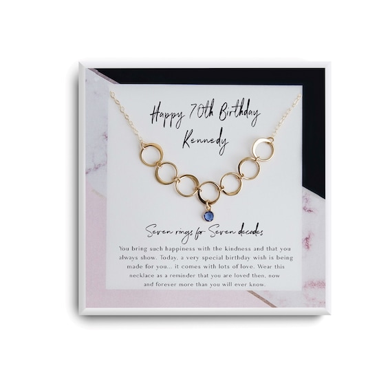 70th birthday deals necklace with birthstone