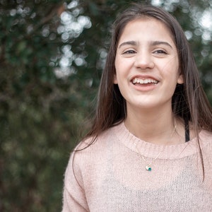 Gift for 10 year old girl — custom initial and birthstone necklace for tenth birthday celebration.