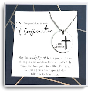 Personalized Gift - Cross Necklace - Confirmation Gift Boy - First Communion Gift for boy - Gift for godson - Christening Gift for boys