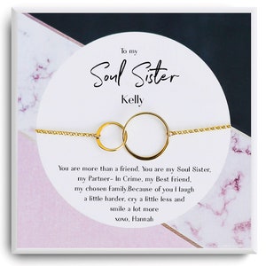 Soul Sisters Armband - BFF Geburtstagsgeschenk - Freundschaftsschmuck - Schwester Geschenk - Geschenk für sie - Fernfreunde - Soul Sister Karte