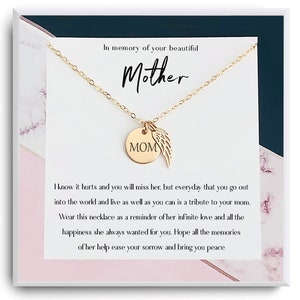 Perte de la mère - Cadeau commémoratif - Collier commémoratif pour fille - Collier aile d'ange - Bijoux commémoratifs - Cadeau avec carte - Collier maman