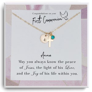 First Communion Necklace - First Communion Gift Girl - First Holy Communion - 1st Communion - Cross Necklace - Gift for goddaughter, niece