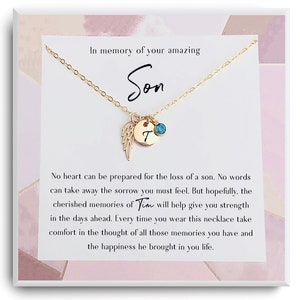 Loss of Son Gift In memory of son Grief Gift Son Remembrance Necklace Son memorial Gift Grieving Mother Sorry for Your Loss image 1