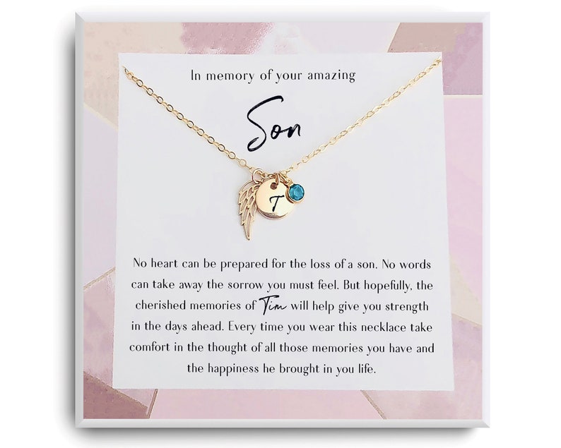 Loss of Son Gift In memory of son Grief Gift Son Remembrance Necklace Son memorial Gift Grieving Mother Sorry for Your Loss image 1