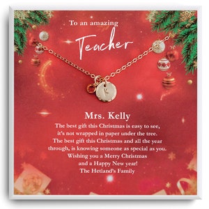 Cadeau de Noël pour enseignant - Collier-cadeau pour enseignant préscolaire - Cadeau pour collègue - Cadeau de remerciement - Cadeau de vacances - Collier Carte-cadeau
