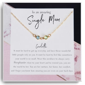 Single Mom Gift - Mothers Day present -  Present for Single mother - Super mom Necklace - Gift for Single Mother -Birthstone Jewelry for Mom