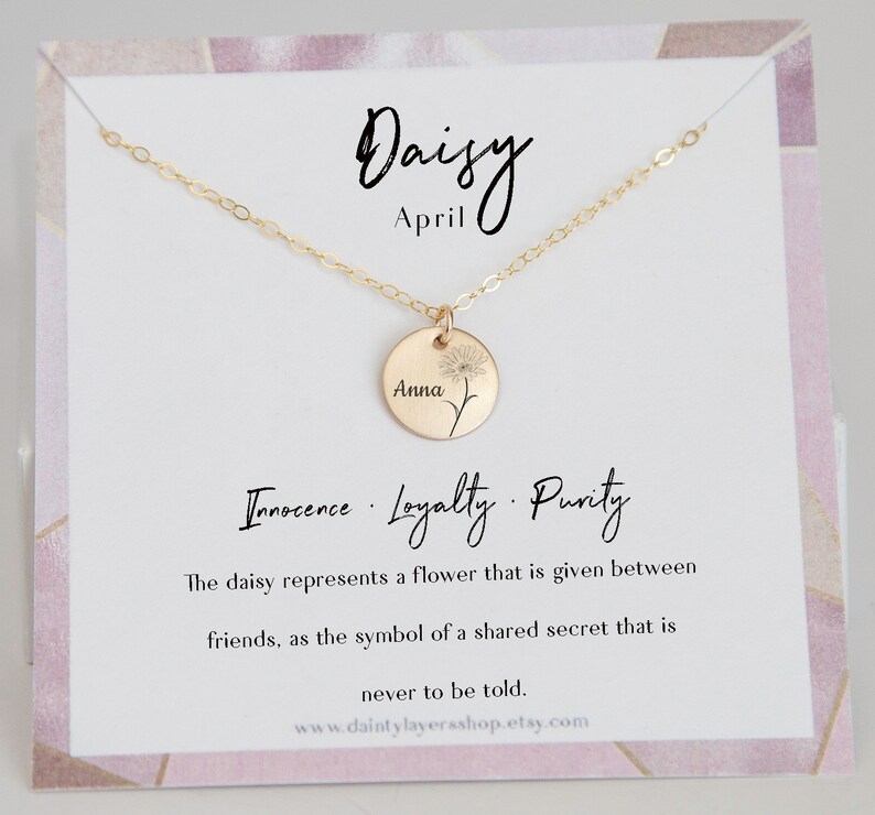 Birth Month Mom Necklace Rose April Birth flower Daisy Flower necklace Silver Mothers Gift Gold Personalized Birth Flower Necklace