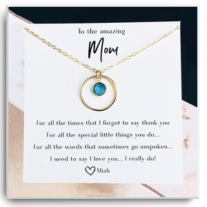 Mama Geschenke von Tochter - Geschenke für Mama - Mama Geschenk Birthstone - Geschenk von Tochter - Mama Muttertagsgeschenke - Mama Geburtstagsgeschenk - Gedicht Karte