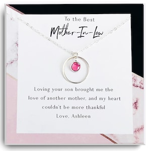 Colar para sogra – presente para sogra, presente de aniversário – para minha sogra – presente para mãe do noivo – pedra de aniversário personalizada