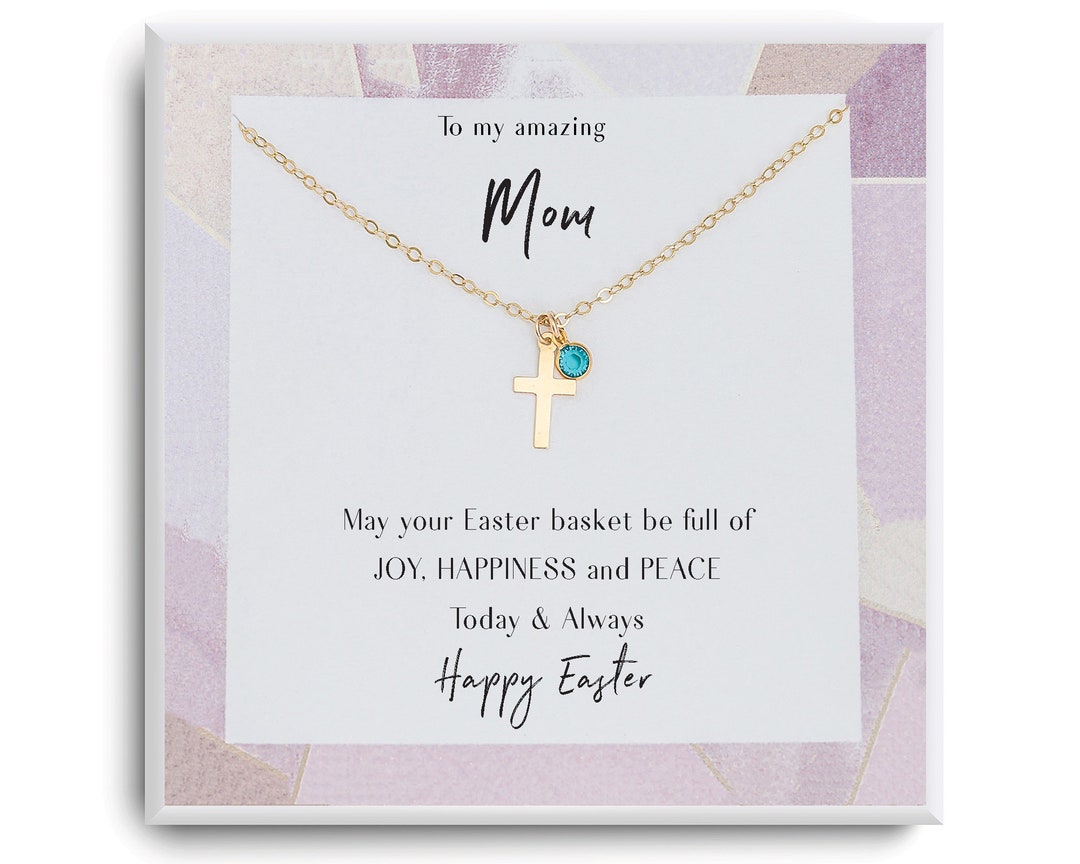 Easter Gift for Mom Religious Gift for Her Easter Cross Necklace