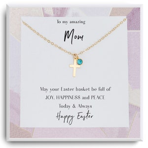 Easter Gift for mom  - Religious Gift for her - Easter Cross Necklace - Personalized Eater Gifts - mom Easter Gift - From children