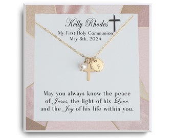 First Holy Communion Gift For Granddaughter - Cross Necklace - First Communion Gifts For Girls - 1st Communion Gifts, Catholic, Teenage Girl