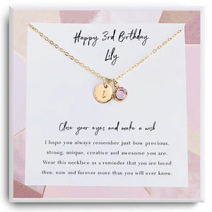 3rd birthday girl - Happy 3rd birthday gift - Third Birthday Necklace - Gift for 3 year old girl - 3rd Golden Birthday, Happy 3rd Golden