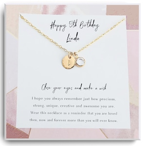 Collar de regalo de 5º cumpleaños - Feliz 5º cumpleaños - Regalo de quinto cumpleaños - Regalo de cumpleaños personalizado nieta, hija, sobrina, hermana