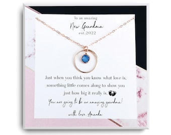 Nuevo regalo de abuela - Promovido a abuela embarazo revela regalo para nueva abuela - Abuela Joyería - Abuela por primera vez - Oro, plata, rosa