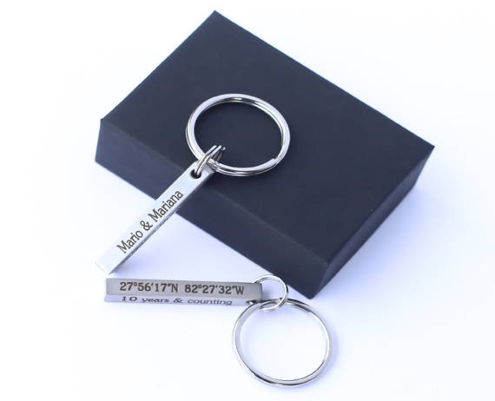 Anniversary Keychain for Him / Custom Coordinate Keychain / Etsy