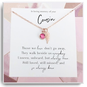 Loss of cousin gift, in loving memory of cousin gift, memorial gift necklace cousin, cousin remembrance necklace sympathy gift memorial gift