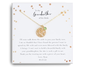 Collar de regalo de la abuela de la novia - Abuela de la novia en el regalo del día de la boda - Regalo de agradecimiento del novio - Regalo para la abuela de la novia
