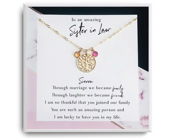 Regalos de cuñada - Collar de regalo de cuñadas - Regalo de cumpleaños de cuñada - Joyería de cuñada - Bono personalizado Regalo de hermana