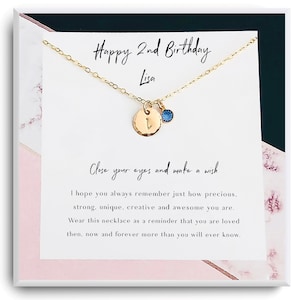2e verjaardag meisje - Gelukkige 2e verjaardag cadeau - Tweede verjaardag ketting - Cadeau voor 2 jaar oud meisje - 2e gouden verjaardagscadeau voor haar -Custom